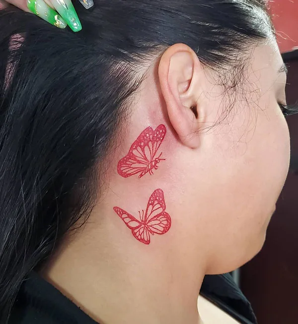Butterfly tattoo behind ear 39