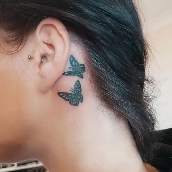 Butterfly tattoo behind ear 48