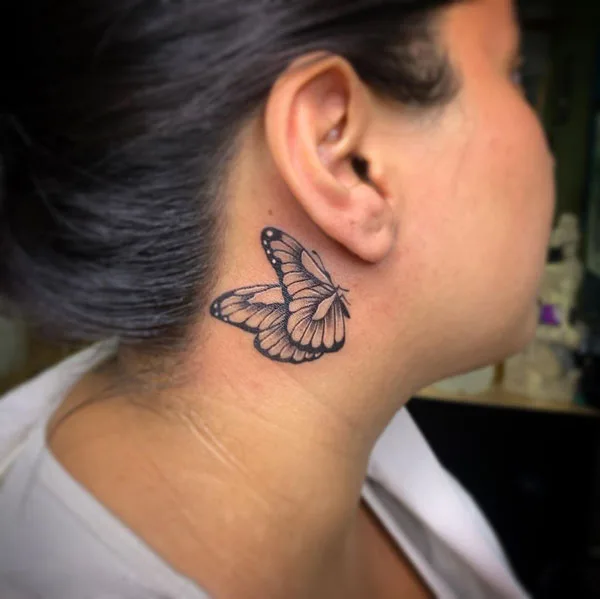 Butterfly tattoo behind ear 50