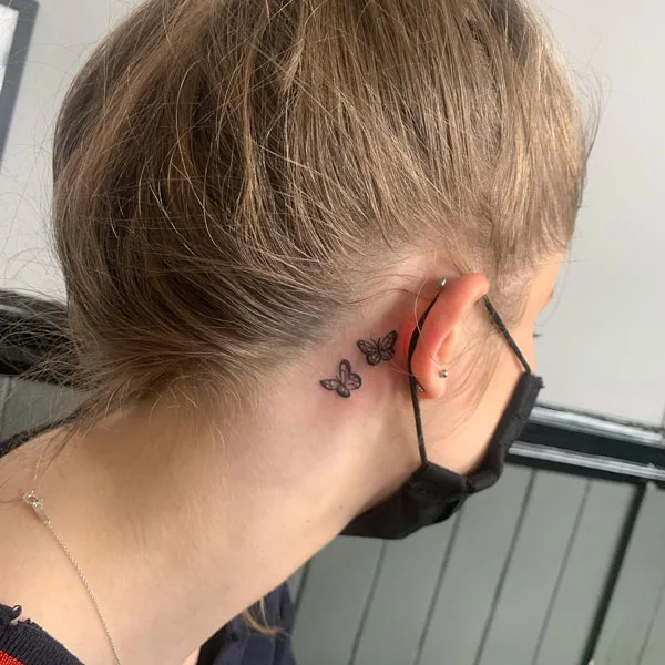 Butterfly tattoo behind ear 55