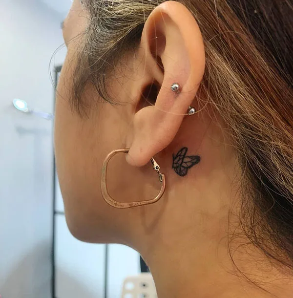 Butterfly tattoo behind ear 57