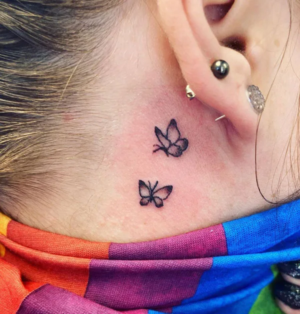 Butterfly tattoo behind ear 60
