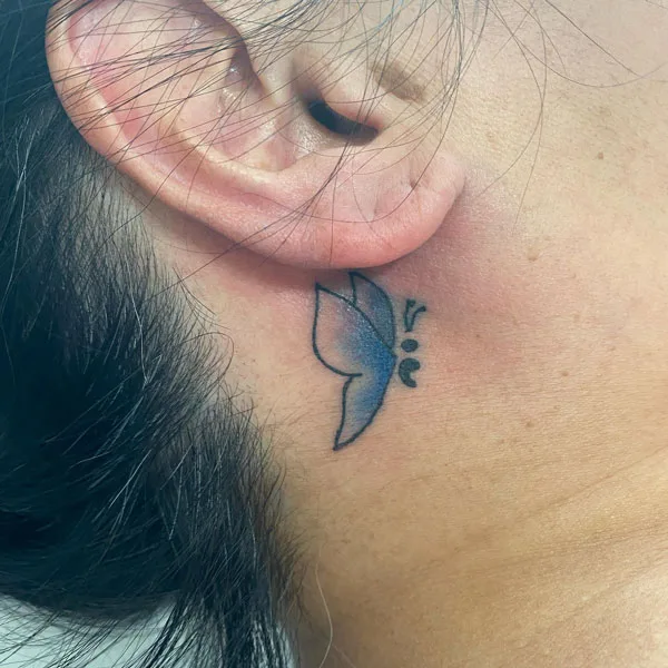 Butterfly tattoo behind ear 61