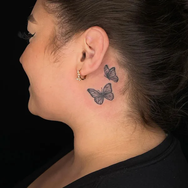 Butterfly tattoo behind ear 69