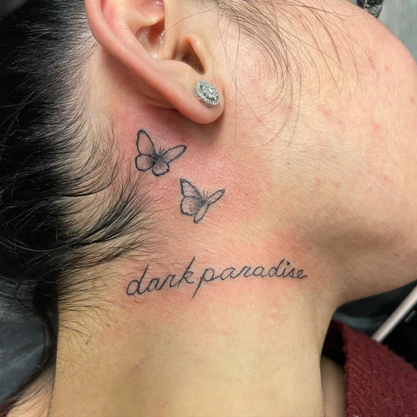 Butterfly tattoo behind ear 84