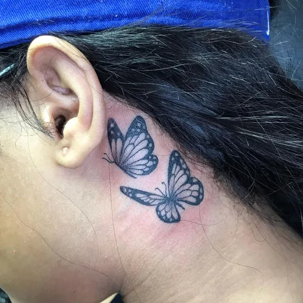 Butterfly tattoo behind ear 90