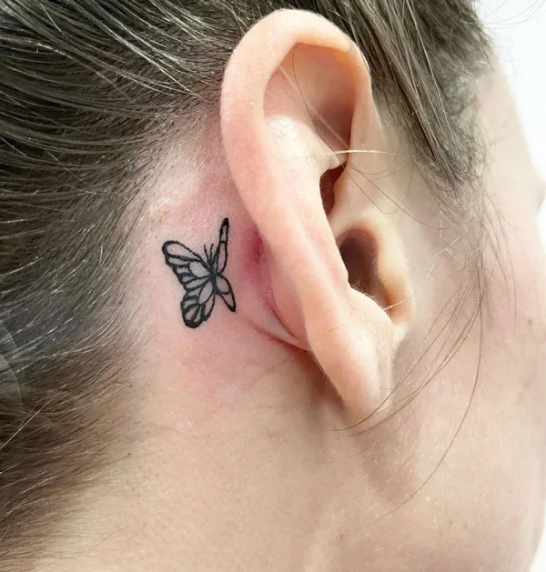 Butterfly tattoo behind ear 93