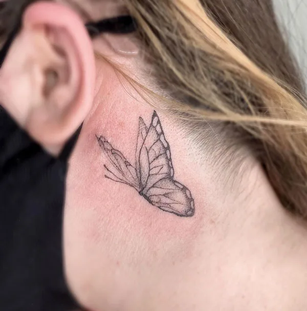 Butterfly tattoo behind ear 94