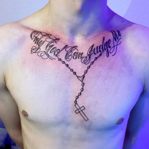 Only god can judge me tattoo chest
