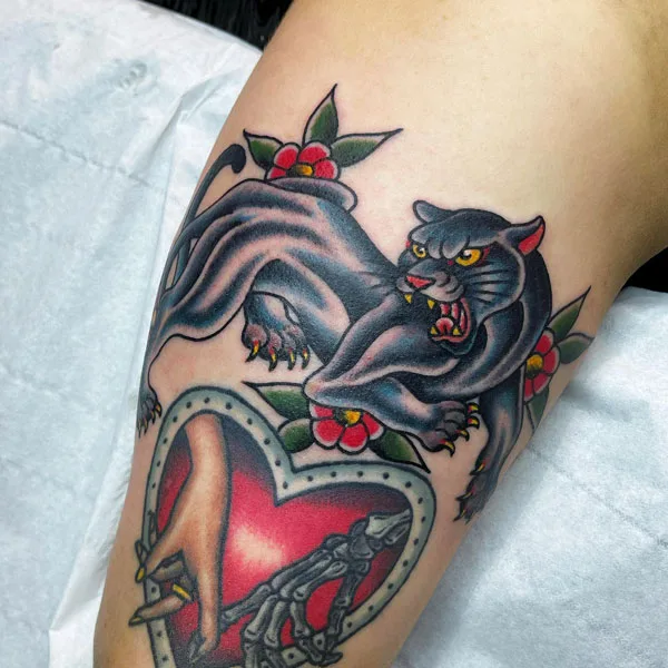 Traditional black panther tattoo