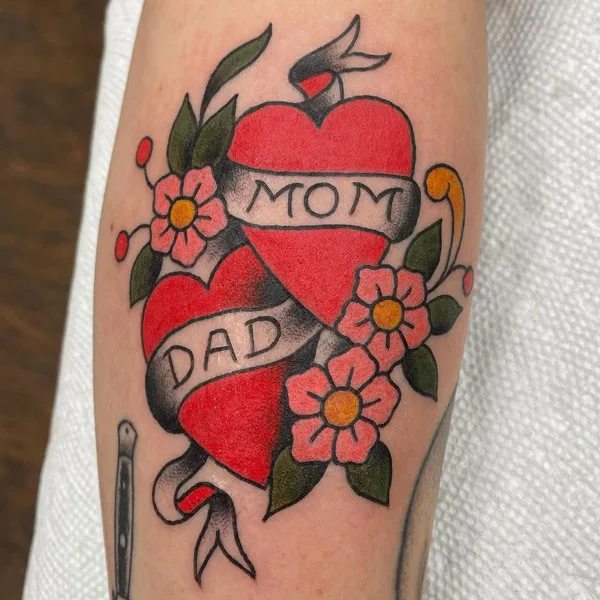 Traditional mom and dad tattoo