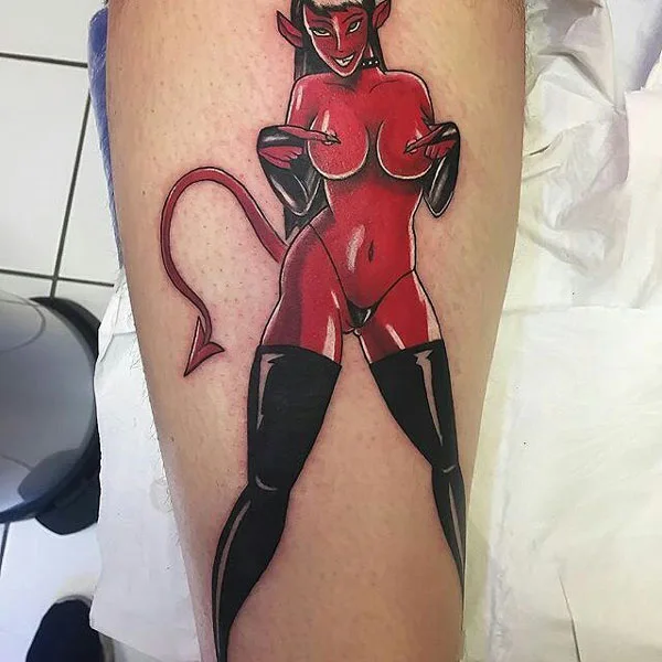 Devil Girl Boobs Tattoo