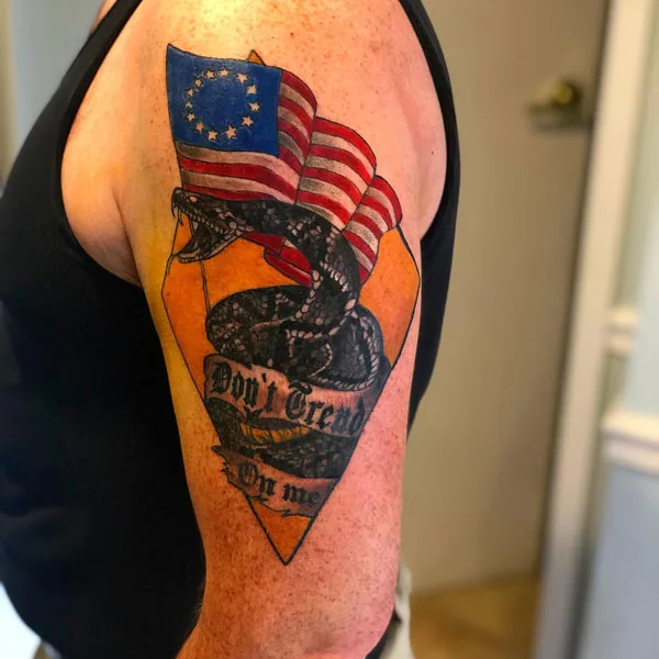 Don't tread on me flag tattoo