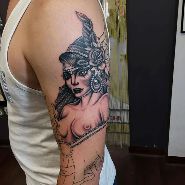 Gypsy Girl Boobs Tattoo