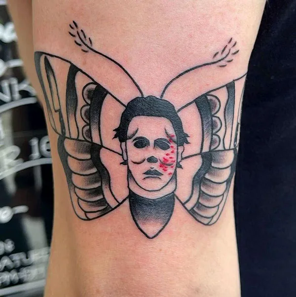 Michael Myers butterfly tattoo