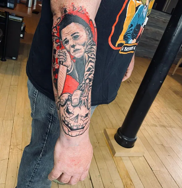 Michael Myers forearm tattoo