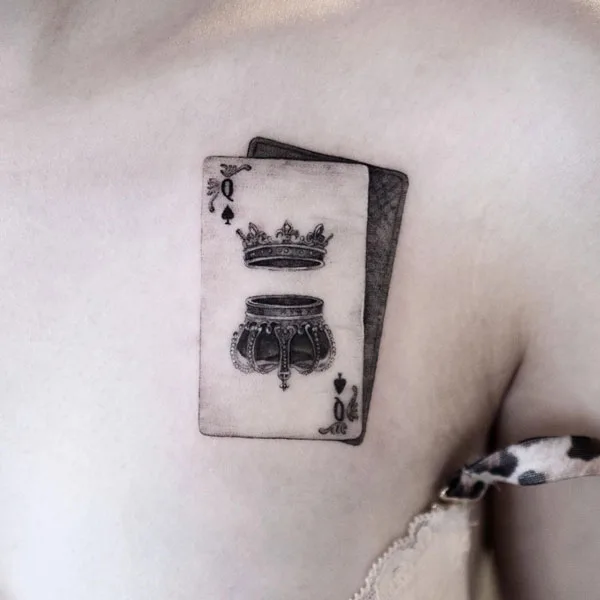 Queen of spade chest tattoo