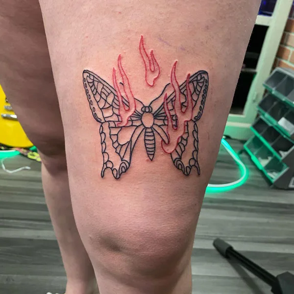 Butterfly thigh tattoo 6