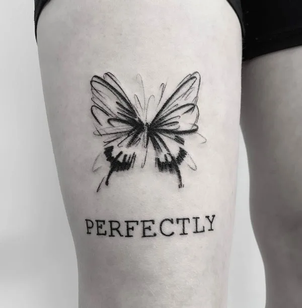 Butterfly thigh tattoo 72