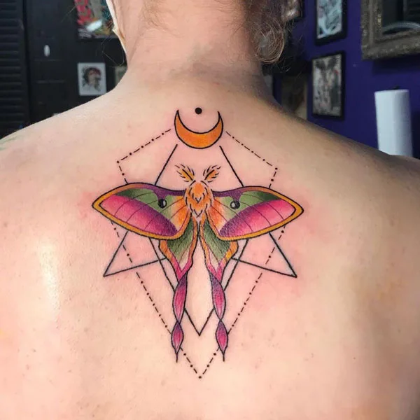 Luna Moth back tattoo