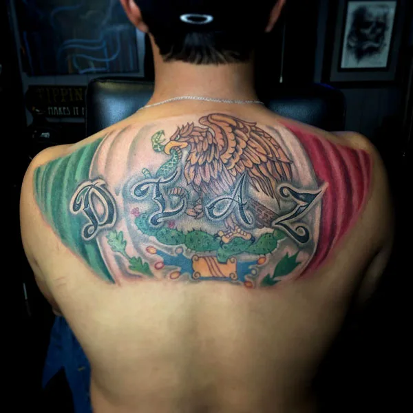 Mexican flag eagle tattoo