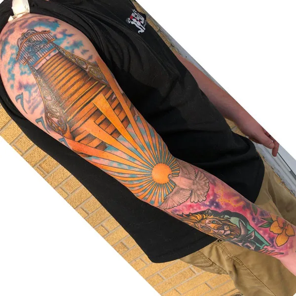 Stairway to heaven sleeve tattoo