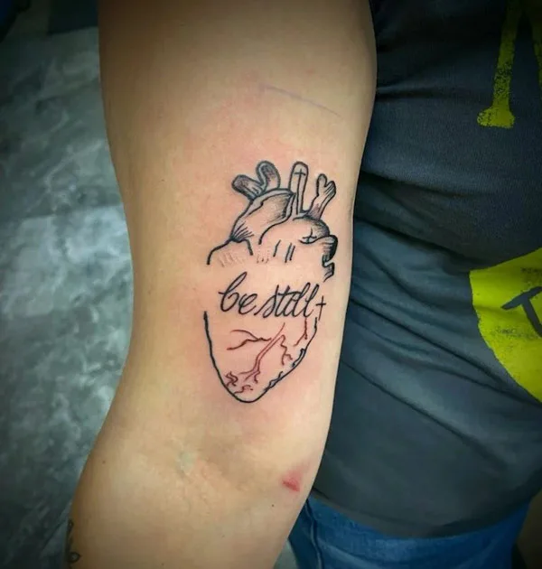 Be still anatomical heart tattoo