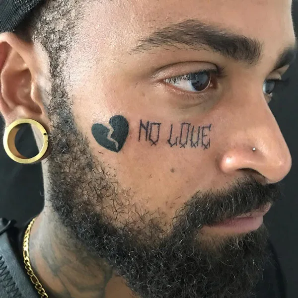 No love face tattoo