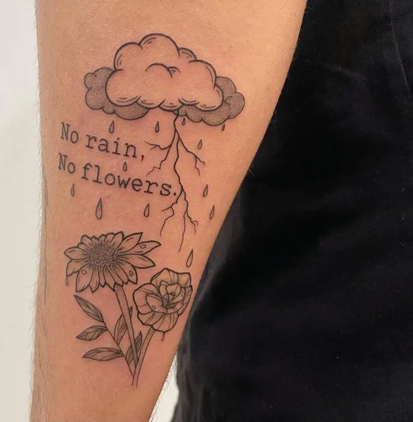 No rain no flowers tattoo 13