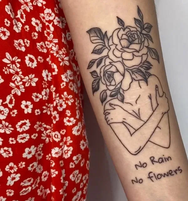 No rain no flowers tattoo 4
