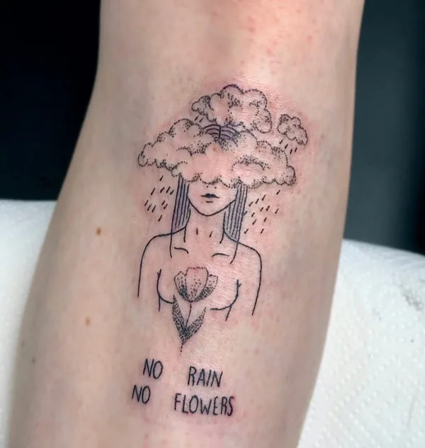No rain no flowers tattoo 48