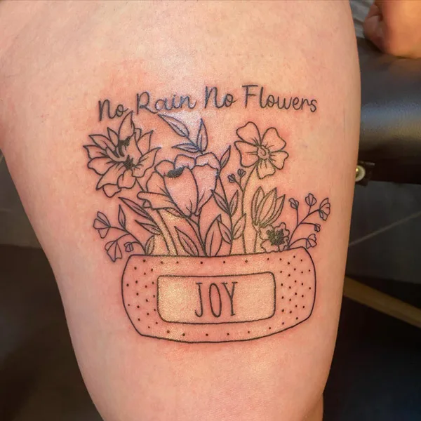 No rain no flowers tattoo 9