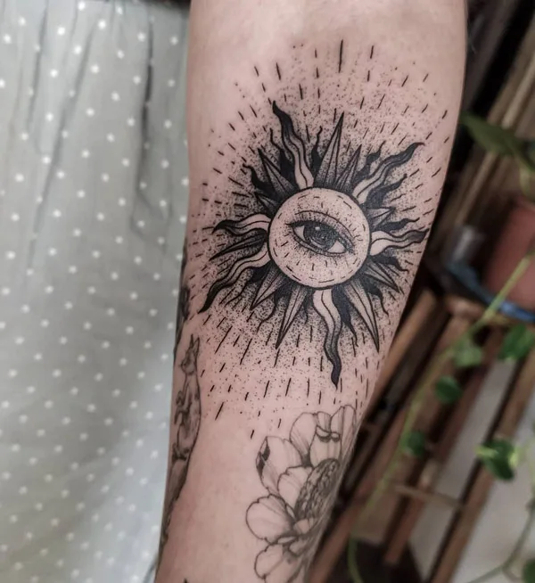 Sun with rays tattoo 21