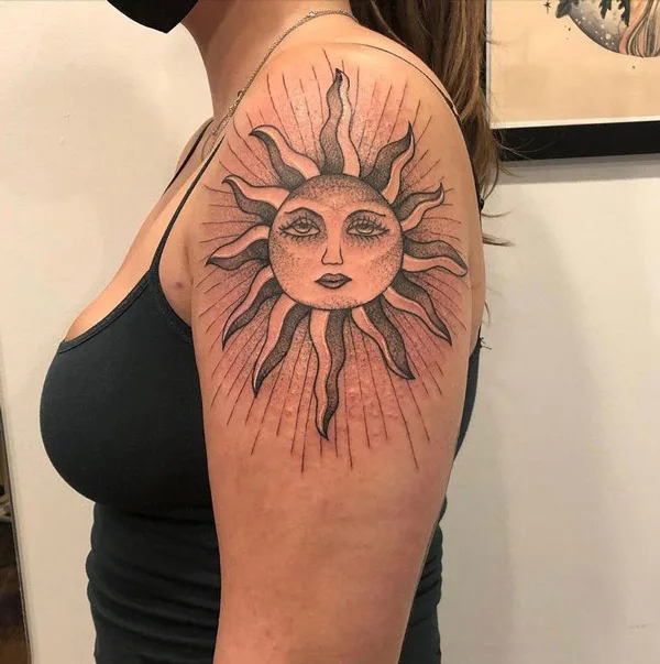 Sun with rays tattoo 22