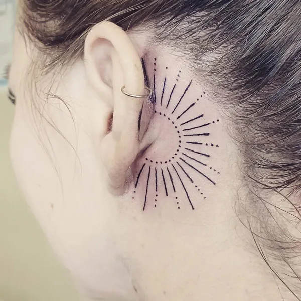 Sun with rays tattoo 25