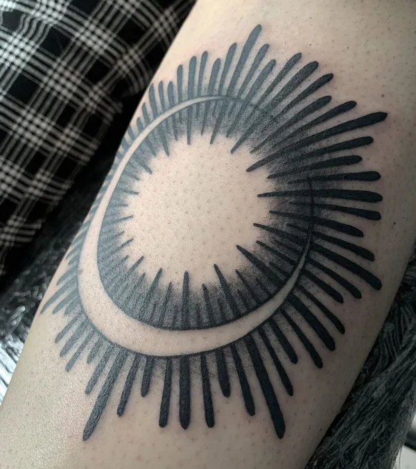 Sun with rays tattoo 28