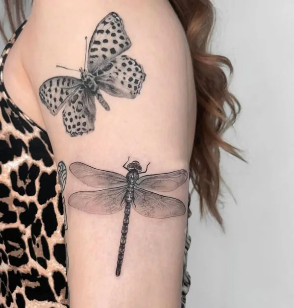 Black and White Dragonfly tattoo copy