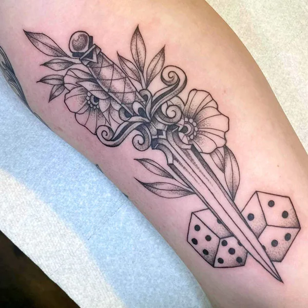 Dice sword tattoo