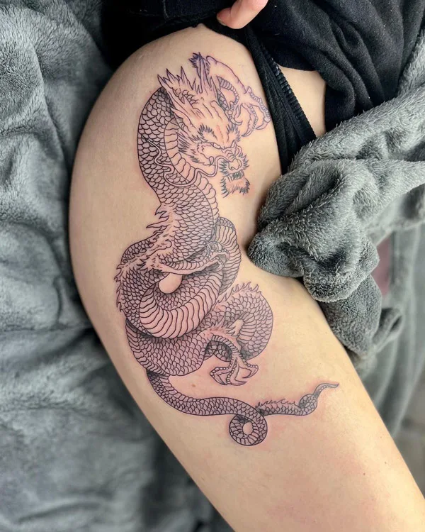 Dragon tattoo on thigh 22