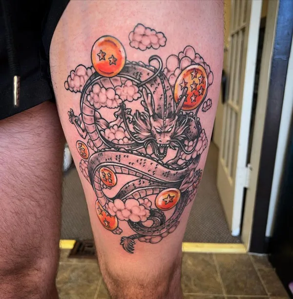 Dragon tattoo on thigh 3