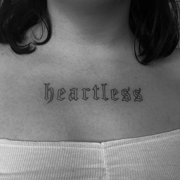 Heartless tattoo on chest