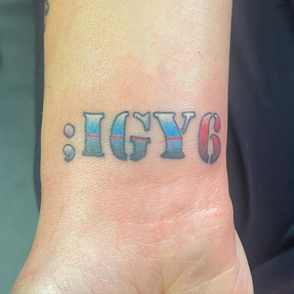 IGY6 Tattoo on wrist