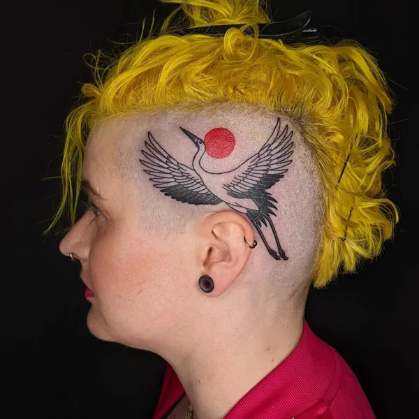 Japanese Crane head tattoo