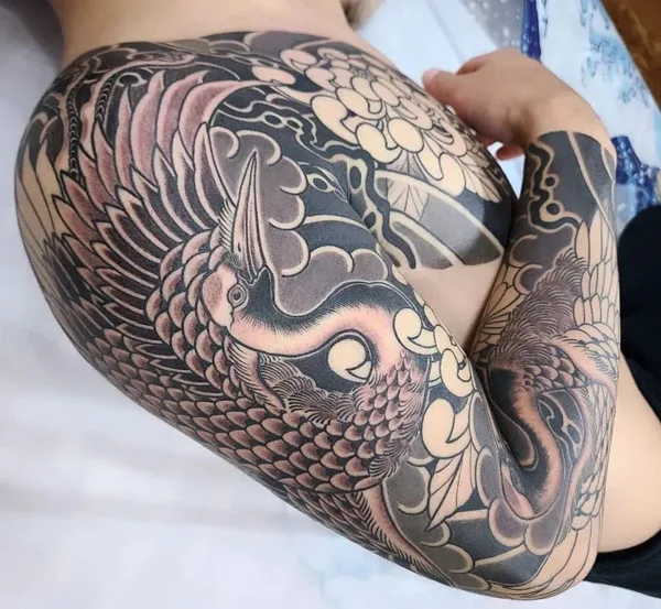 Japanese crane tattoo 13