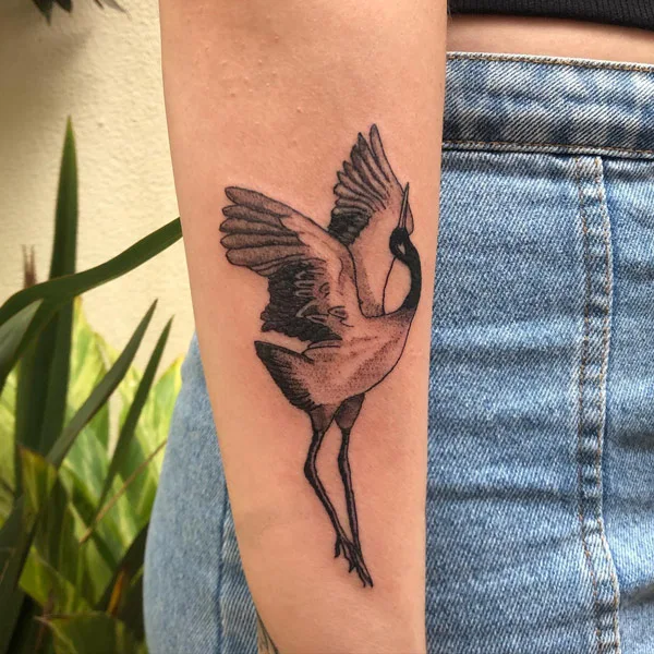 Japanese crane tattoo 16