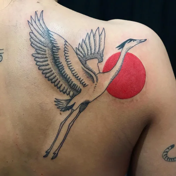 Japanese crane tattoo 18