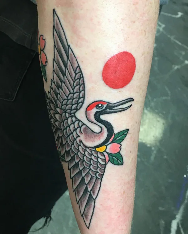 Japanese crane tattoo 30