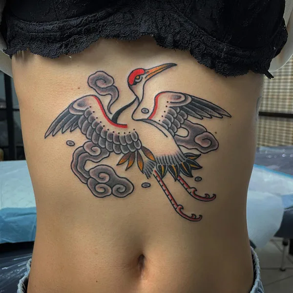 Japanese crane tattoo 4