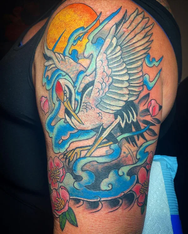 Japanese crane tattoo 45