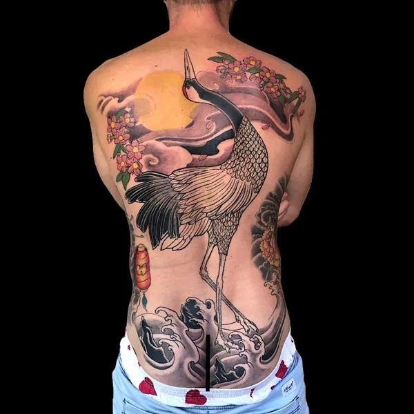 Japanese crane tattoo 48